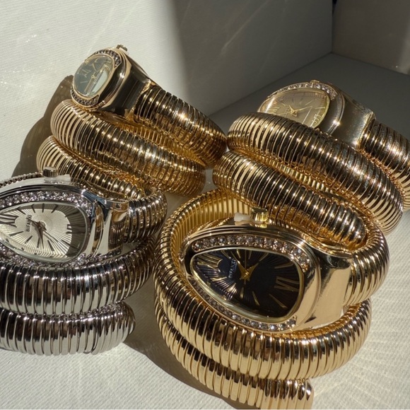 Serpenti Snake Wrap Elegant Gold Women's Watch with Burgundy Dial - Picture 6 of 10